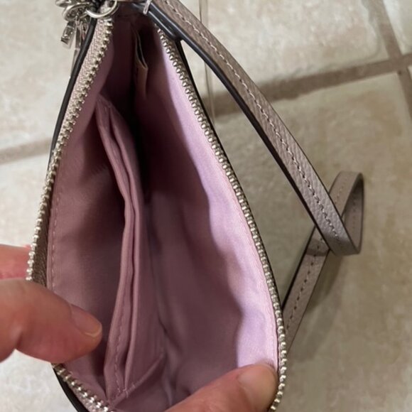 NWT Coach Cross Grain Leather Charm Corner Zip Wristlet Colorblock Pink/Grey - Picture 4 of 7